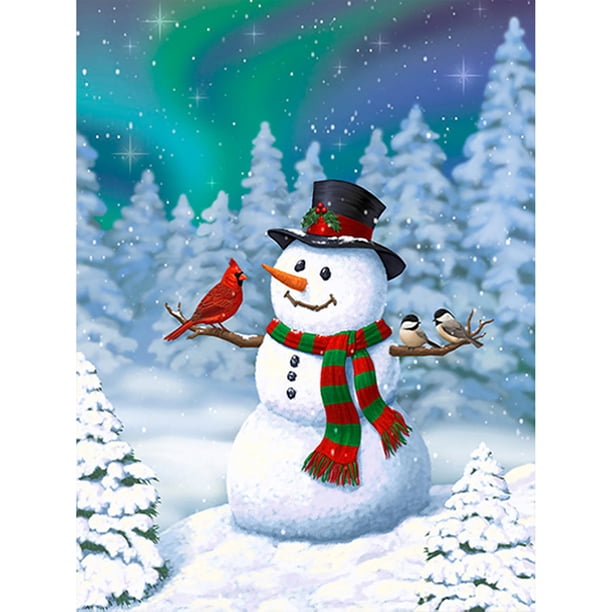 Pintura con taladro de diamante (DB2236) Muñeco de nieve 5D Cuadro de diamantes de imitación cuadrado DIY (B1717) 40x50cm Hugtrwg Para estrenar