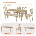 thumbnail image 5 of 6 Piece Dining Table Set for 6-8 People - Includes One Dining Table, One Upholstered Bench, 4 Cross Back Dining Chairs, Rustic Dining Set for Kitchen, Oak, 5 of 10