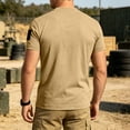 thumbnail image 5 of Mens Loose Fit Tactical T-Shirts Crew Neck Quick Dry Polyester Hook Loop Patch Breathable Short Sleeve Outdoor, Khaki, L, 5 of 6