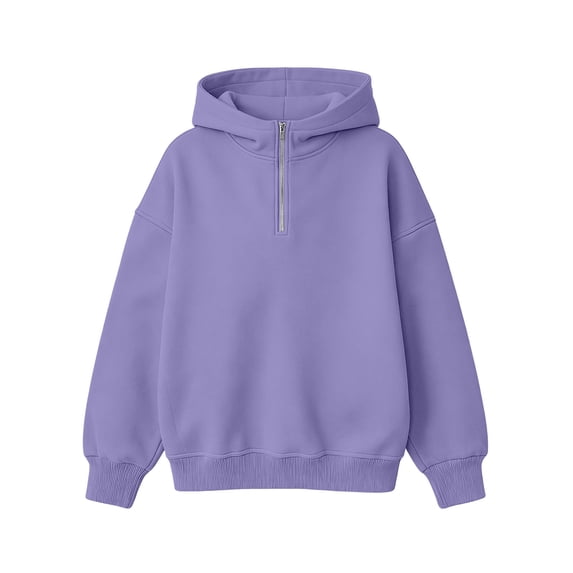 Half Zip Hoodies for Women - Oversize Long Sleeve Hooded Sweatshirt - Fall Loose Casual Pullover Tops Daily Wear
