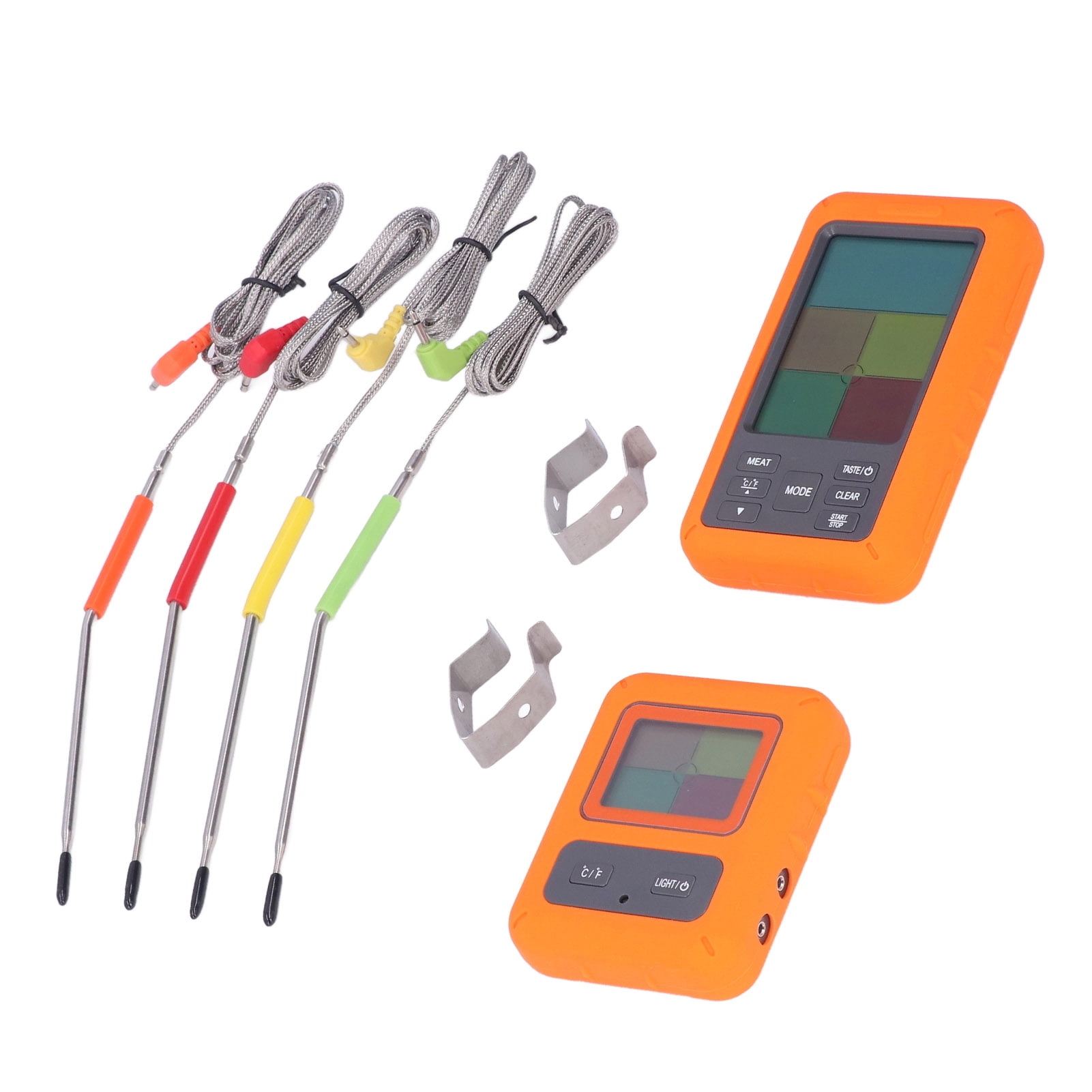 BIMZUC Wireless Meat Thermometer Digital BBQ Thermometer with 4 Probes LCD Display for Kitchen Cooking Oven Grilling Smoking 328ft Long Range 12.5x7.5cm / 4.9x3.0in Food Thermometer