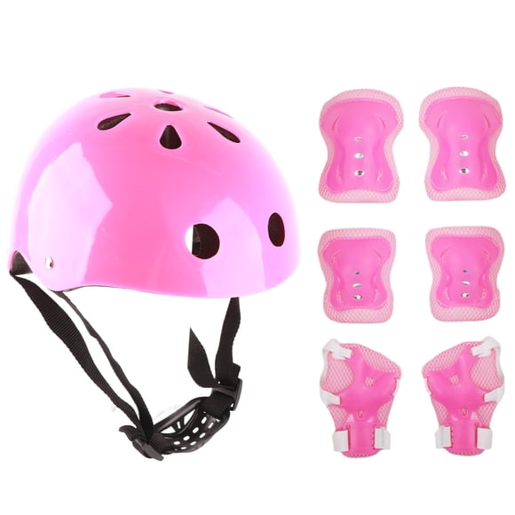 Conjunto de equipo de protección para casco para niños, Protector de rodilla y codo de espuma para equilibrio, coche, patinete, patinaje sobre ruedas, color rosa YUNYI BRAND Deportes