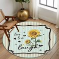 thumbnail image 2 of Large Round Rug 8Ft Washable Non-Slip, Sunflower Circle Area Rugs for Living Room Bedroom, Yellow Floral Stripe Farmhouse Modern Art Indoor Floor Mats Carpet Runner for Home Decor, 2 of 8