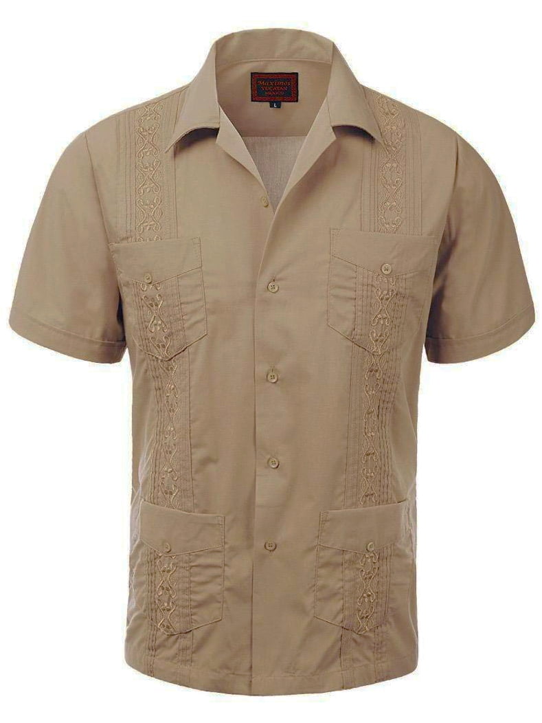 JD Apparel Mens Short Sleeve Cuban Guayabera Shirts
