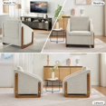 thumbnail image 6 of iooHug Mid-Century Chenille Upholstered Accent Chair, 250lbs Arm Chair with Wooden Frame for Living Room, Bedroom（Beige）, 6 of 7