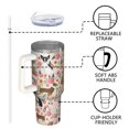 thumbnail image 4 of OBREWU Chihuahua and Flower Florals Tumbler with Handle and Lid,Chihuahua and Flower Florals 40oz Double Wall Vacuum Insulated Tumbler,Cups Gift for Women and Men, 4 of 7
