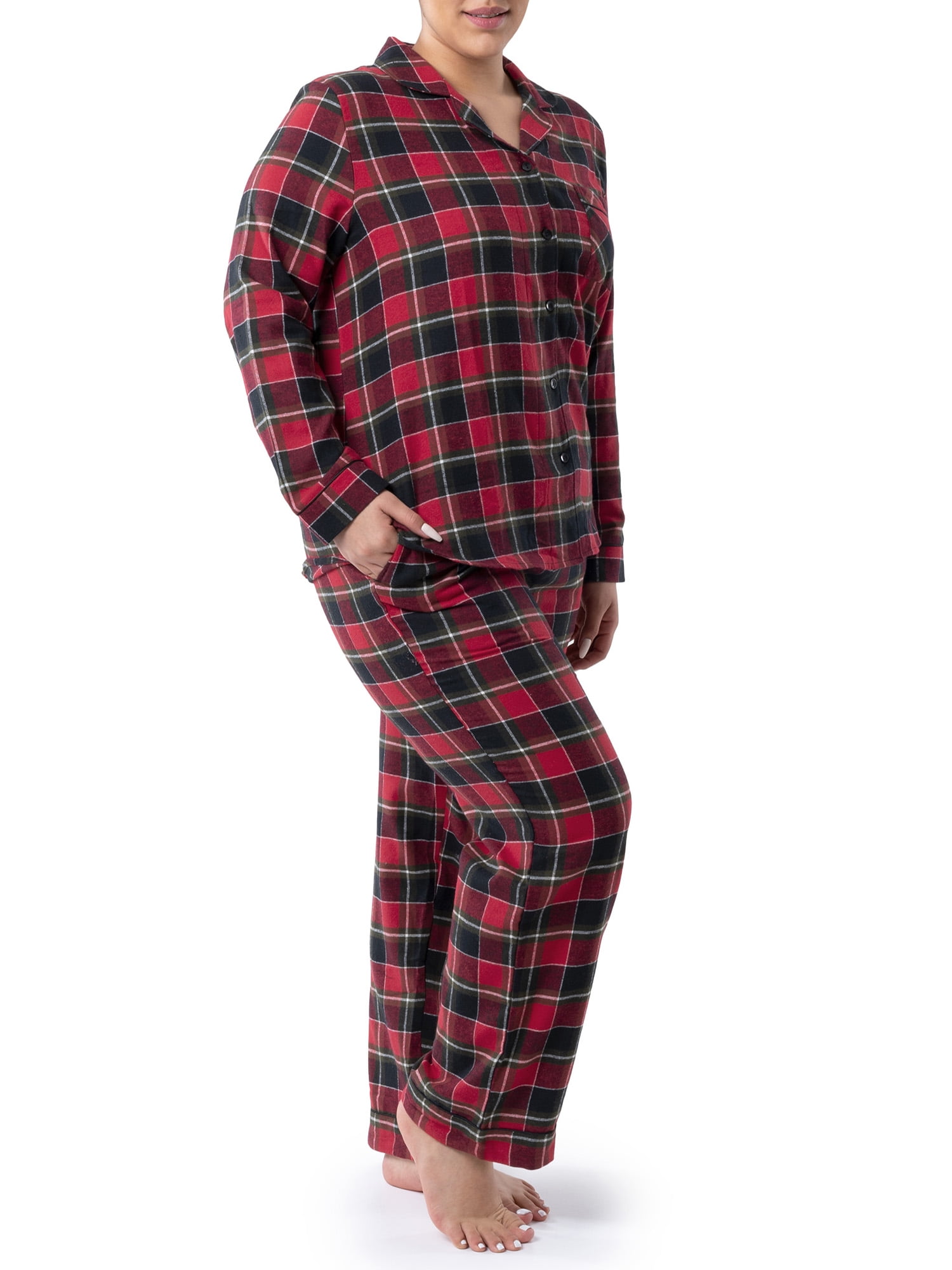 Wrangler Women's Flannel Button-Down Pajama Set, 2-Piece, Sizes S-4X