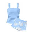 thumbnail image 4 of SGMVNU Girl Two Piece Swimsuit Tankini Set with Boyshorts Bathing Suit Girls' Padded Swimwear for Summer Beach, Size 11-12 Years, cl1-Light Blue, 4 of 5