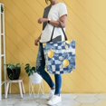 thumbnail image 4 of FORMRS Womens Canvas Tote Bag with Zipper Inner Pocket Shoulder Handbag, Retro Plaid Lemon, 4 of 7