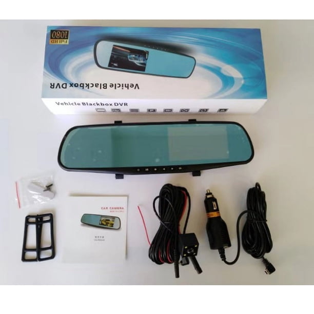 Grabadora de conducción de 4,3 pulgadas, espejo retrovisor de doble lente, visión nocturna HD, monitoreo de estacionamiento en reversa, seguro de automóvil