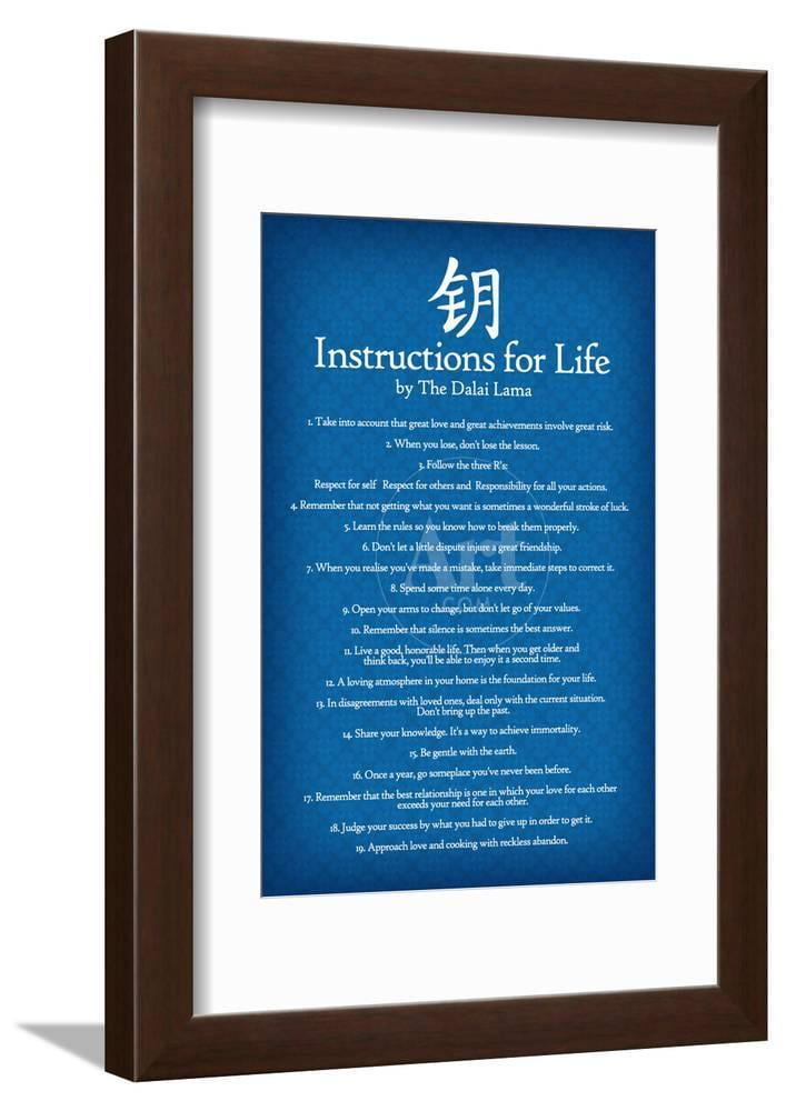Dalai Lama Instructions For Life Blue Art Framed Print Wall