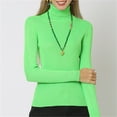 thumbnail image 4 of Green Sweatshirt for Women's Ribbed Slim Fit Lightweight Long Sleeve Turtleneck Sweater Women Fall Clothes, 4 of 4