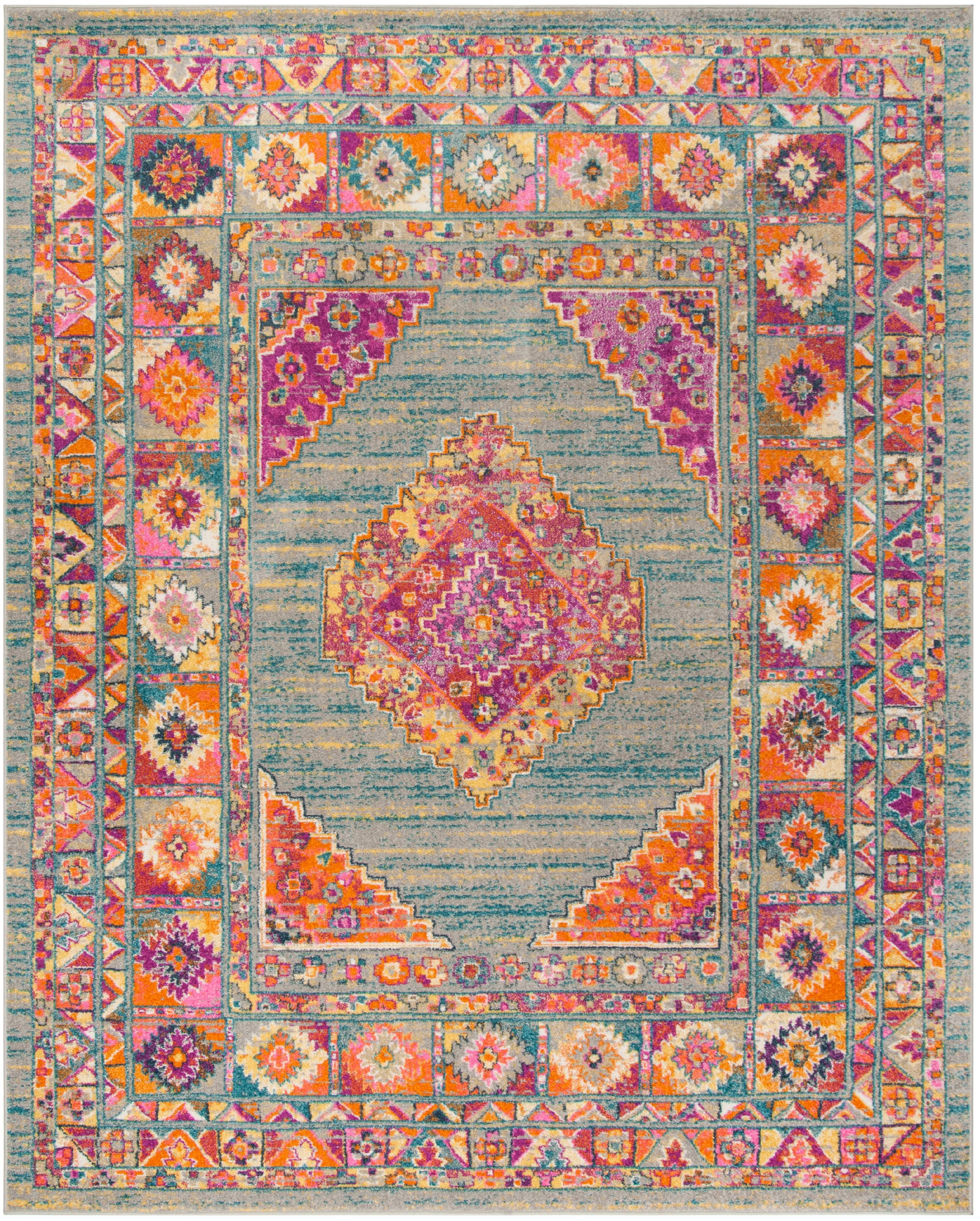 SAFAVIEH Madison Emmet Traditional Area Rug, Light Grey/Fuchsia, 10' x 14'