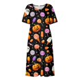 thumbnail image 5 of Women's Halloween Print Casual Dress, Short Sleeve V-Neck Style for Everyday Wear, Halloween Themed Fashion Dress for Ladies Black L, 5 of 6