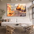 thumbnail image 1 of Póster de lienzo con el río que pasa por la ciudad, decoración de dormitorio, paisaje deportivo, decoración de oficina, regalo, estilo marco, 12 x 18 pulgadas (30 x 45 cm), 1 of 8