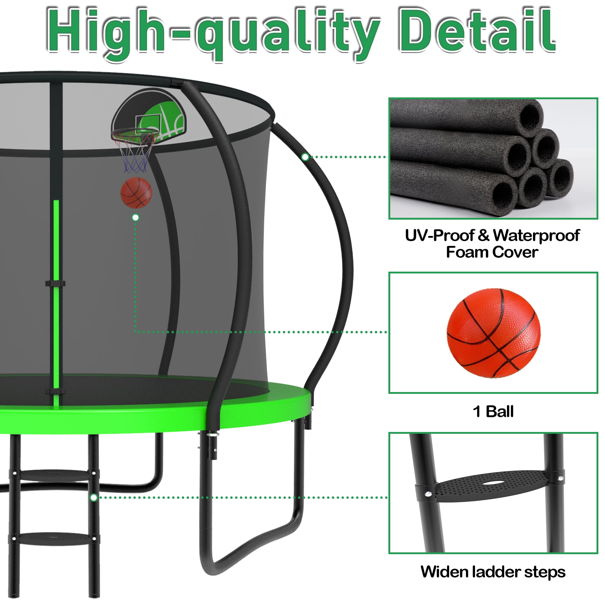 LHX Trampoline 16FT 14FT 10FT Outdoor Trampolines for Kids and Adults with Enclosure Net, Basketball Hoop, 1000LBS Loading Backyard Pumpkin Trampolines, Heavy Duty Galvanized Trampolines