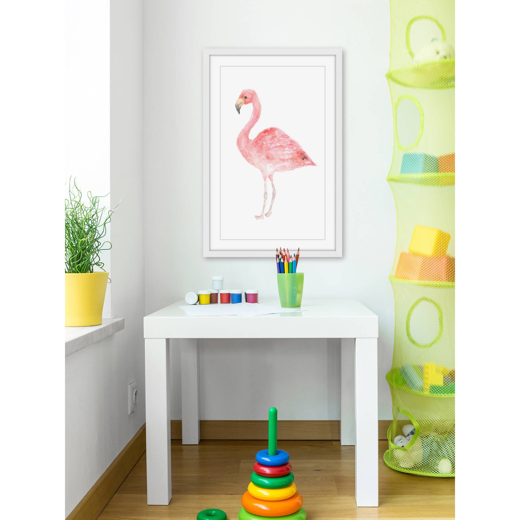 "Pale Pink Flamingo" Framed Painting Print