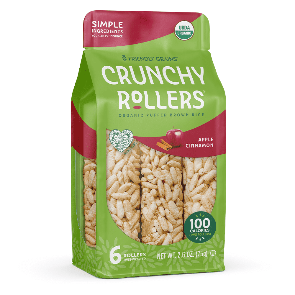 Pack of 8, Friendly Grains Apple Cinnamon Crunchy Rollers, 2.6 oz