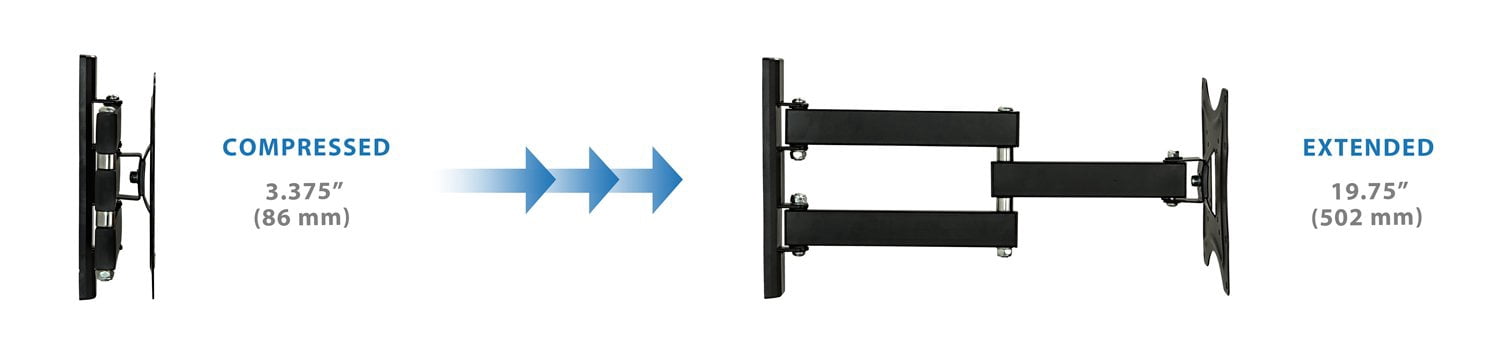 Mount-It! Full Motion TV Wall Mount, 27" to 42" TVs, Capacity 66 lbs.