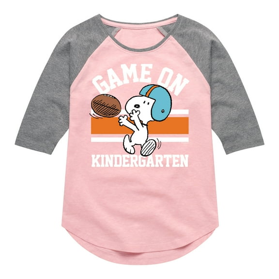 Peanuts - Game On Kindergarten - Toddler And Youth Girls Raglan Graphic T-Shirt