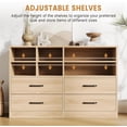 thumbnail image 4 of Garvee Modern 4-Drawer Dresser with Adjustable Storage Shelves, TV Stand & Organizer, 6 Open Cubbies, 47" Chest of Drawers for Bedroom, Living Room, Hallway, Oak, 4 of 8