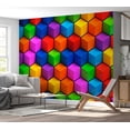 thumbnail image 7 of Tiptophomedecor Abstract Wallpaper Wall Mural - Colorful Geometric Boxes, 7 of 7