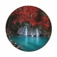 thumbnail image 1 of Landscape Mouse Pad for Computers, Flowing Erawan Cascade Waterfall Tropical Forest, Round Non-Slip Thick Rubber Modern Gaming Mousepad, 8" Round, Coral Aqua, by Ambesonne, 1 of 2