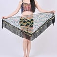 thumbnail image 6 of Xfvqtps Woman Sequin Dance Skirt Tassel Triangular Belt Belly Dancing Waist Towel Waist Chain Hip Towel Performance Skirt Gold, 6 of 8
