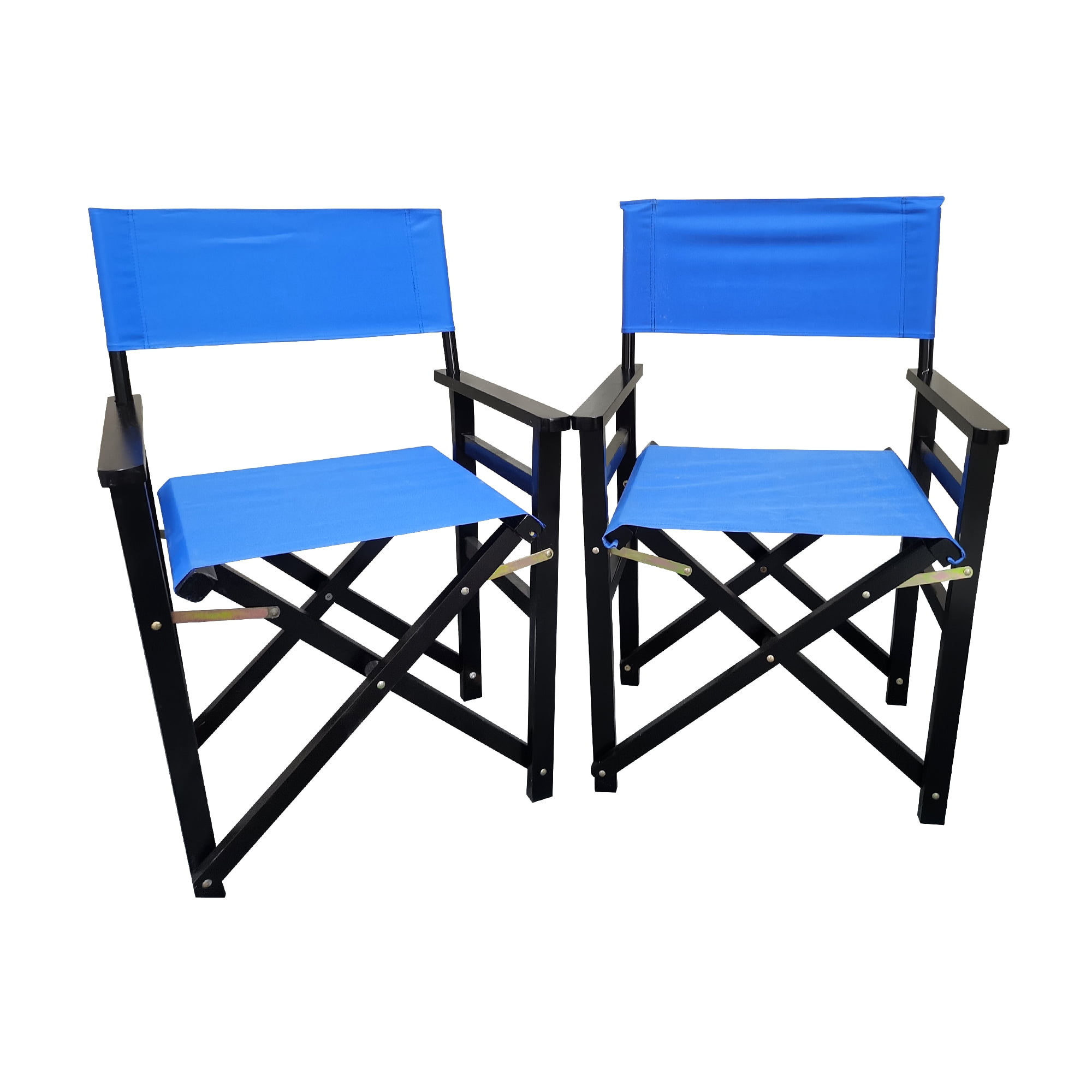 Leumius Fabric Folding Chair 2 Pack,Wooden Folding Chair,Director Chair Canvas Folding Chair,Easy to Use and Store for Home,Office,Party,Blue