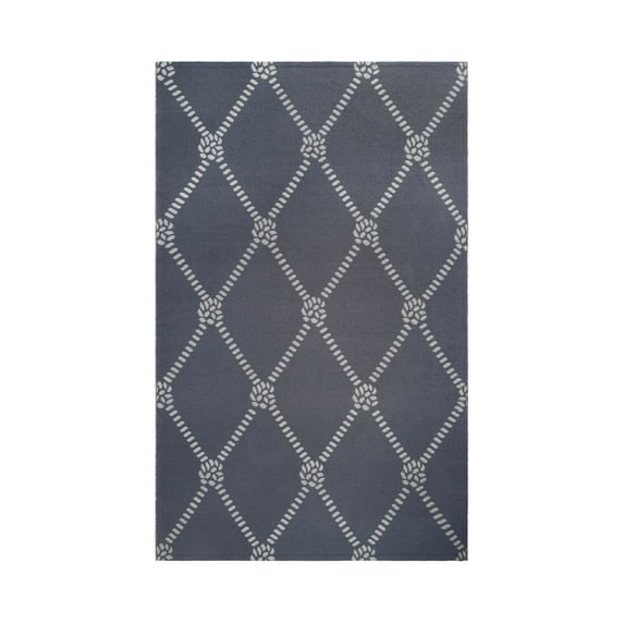 Geometric Indoor/ Outdoor Area Rug, 5'5" x 7'5", Grey