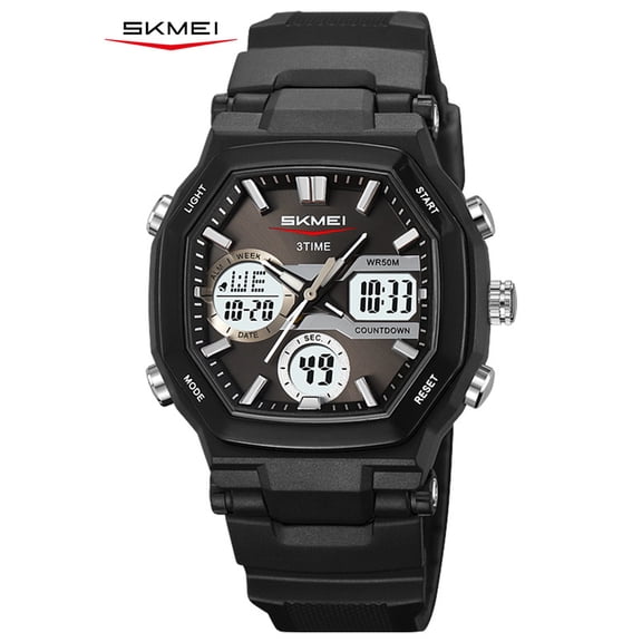 SKMEI Digital Watch for Men and Women Dual Display Sport Wristwatch with LED Backlight, Stopwatch, Alarm and 3 Time Display Modes