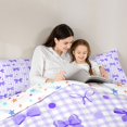 thumbnail image 4 of spefrowx Dreamy Purple Bow Gingham Full Size Comforter Sets for Teens, Cartoon Checkered Dot Bedding Comforter Set, Stars Reversible, 3 Pieces, 1 Comforter and 2 Pillowcases, 4 of 6