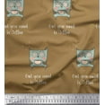 thumbnail image 1 of Soimoi Brown Rayon Fabric Text & Owl Cartoon Print Fabric by the Yard 42 Inch Wide, 1 of 3