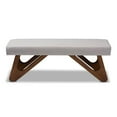 thumbnail image 2 of Baxton Studio Rika Greyish Beige Upholstered Walnut Brown Boomerang Bench, 2 of 8