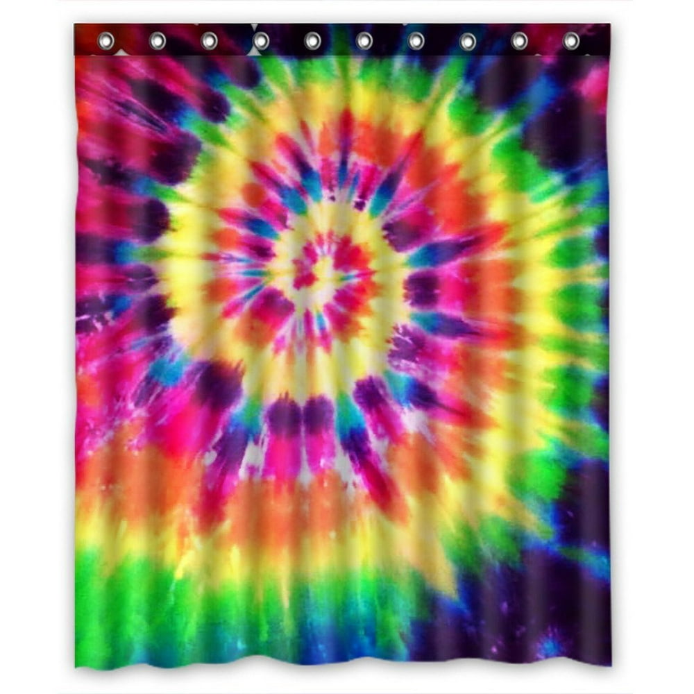 GCKG Colorful Tie Dye Bathroom Shower Curtain, Shower Rings Included