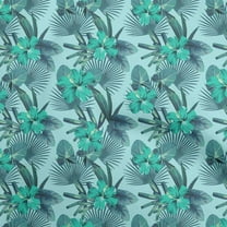 oneOone Polyester Spandex Turquoise Blue Fabric Tropical Leaf Sewing Fabric By The Yard Printed Diy Clothing Sewing Supplies 56 Inch Wide