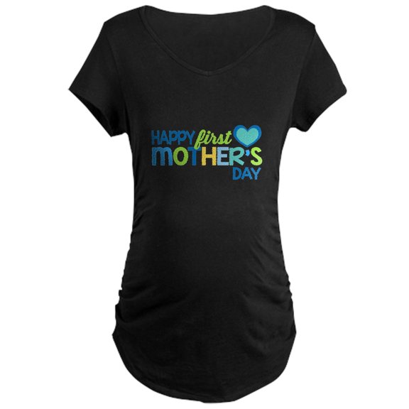 CafePress - Happy First Mother's Day Boy Maternity T Shirt - Maternity Dark T-Shirt