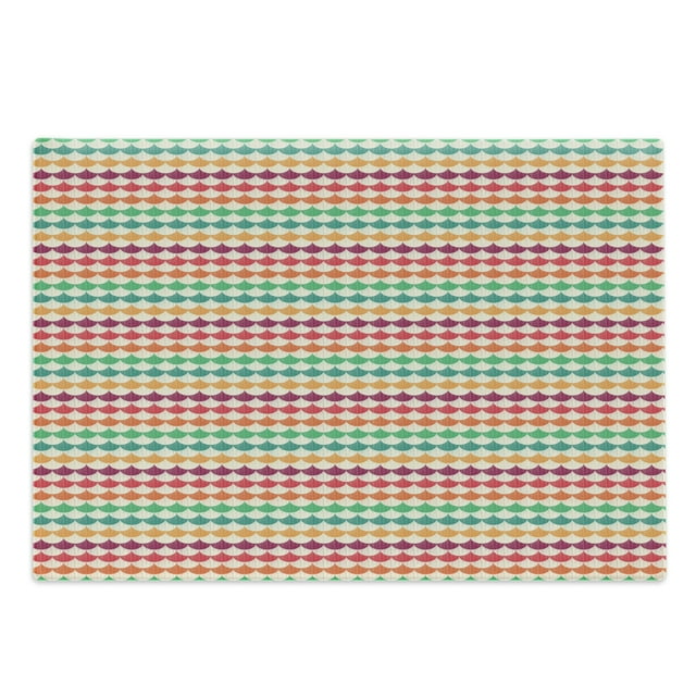 Fish Scale Cutting Board, Waves with Vertical Stripy Effect and Vivid Color Composition Contemporary Tile, Decorative Tempered Glass Cutting and Serving Board, Large Size, Multicolor, by Ambesonne