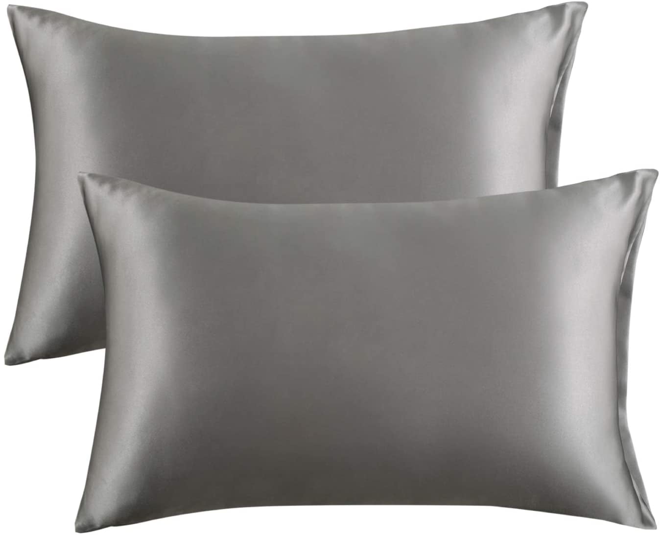 New Soft TWO Satin Pillowcases White or Black Standard Queen Size 