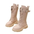 thumbnail image 4 of LYHao Fashion Autumn Children Girls Sports Shoes Flat Thick Bottom Non Slip Easy To Wear PU Upper Comfortable Boots ,Girls Boots Sizes 10.5 Pink(4-4.5 Years), 4 of 6