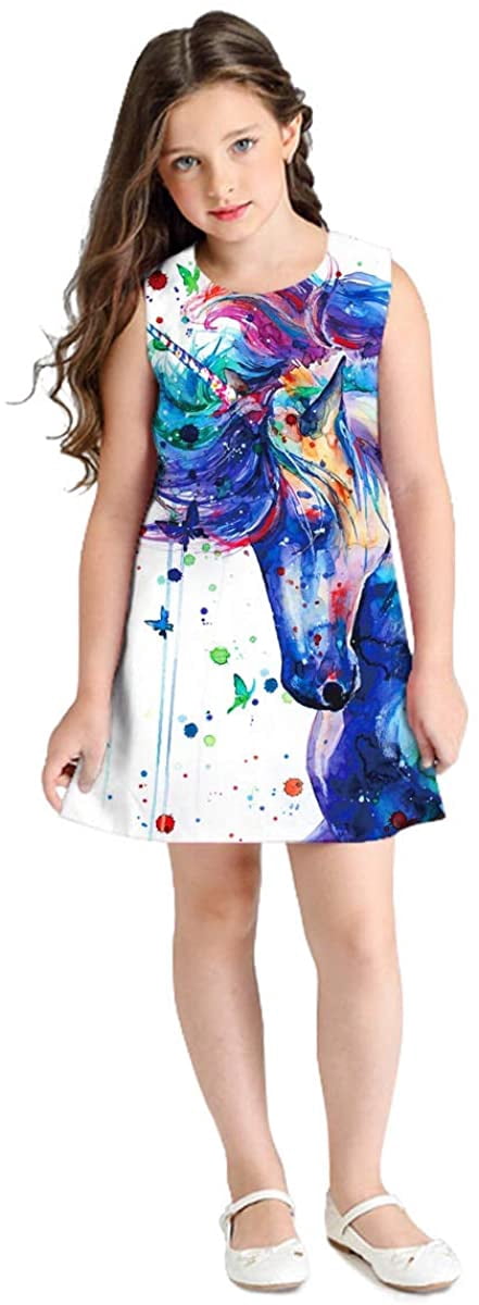 Summer Unicorn Dress for 6 7 8 9 10 11 