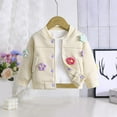 thumbnail image 3 of Efsteb Fall Jacket for Girls Button Long Sleeve Coats Toddler Spring Coat Cute Toddler Comfy Jacket Outerwear (Beige,18 Months), 3 of 7