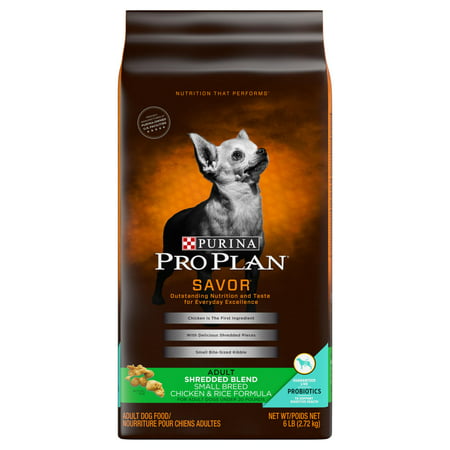Purina Pro Plan With Probiotics Small Breed Dry Dog Food, SAVOR Shredded Blend Chicken & Rice Formula - 6 lb. (Best Dog Food With Probiotics)