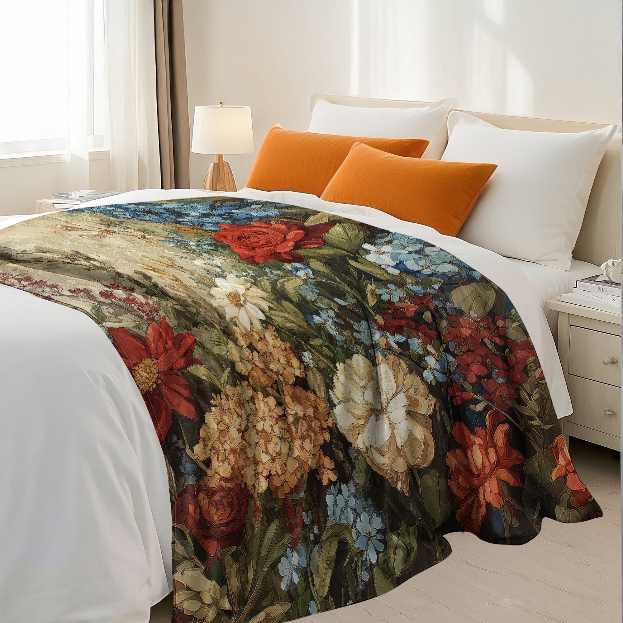 Spring Summer Flannel Throw Blanket 40x50 Inches Fleece Blanket Throw, Soft Lightweight Plush Cozy Blankets for Bed, Sofa, Couch, Travel, Camping