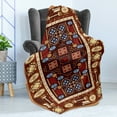thumbnail image 4 of Afghan Soft Flannel Fleece Throw Blanket, Earthy Toned Middle Eastern Oriental Folklore Illustration of Shapes Composition, Cozy Plush for Indoor and Outdoor Use, 60" x 80", Multicolor, by Ambesonne, 4 of 5