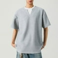thumbnail image 2 of snilers Mens T Shirts 2 In 1 Short Sleeve Crew Neck Tee Shirt Summer Casual Tops Waffle Color Block Basic Tops Trendy, 2 of 6
