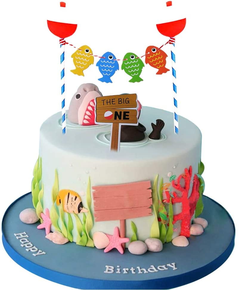 Fishing First Birthday Party Decor O'Fish'Ally One Party Gone Fishing Birthday Party Decor The Big One Cake Topper