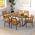 thumbnail image 2 of Costway Dining Chair Set of 4 with Acacia Wood Backrest Slanted Seat Comfortable Armrests, 2 of 8