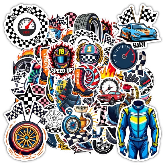 35pcs-50pcs Race Car Stickers Speed Motorsport Stickers Racing Graffiti Decals for Laptops Suitcase Fridge