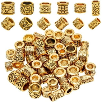 100 Pcs Hollow Tube Beads - Gold Column Spacer Beads, Antique Golden Alloy, Large Hole (3.5mm) For Jewelry Making, Bracelets, Necklaces